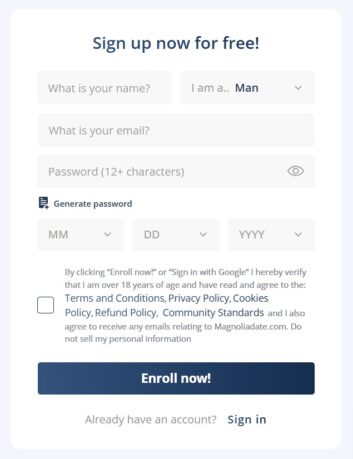 MagnoliaDate sign up